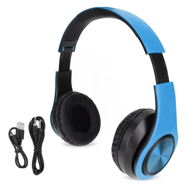 Auriculares inalámbricos estéreo con cancelación de ruido y Bluetooth, plegables, para teléfono móvil, PC, viajes, juegos, color azul y negro.