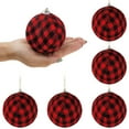 thumbnail image 6 of 24 Pieces Christmas Plaid Ball Ornaments Buffalo Check Balls Plaid Fabric Wrapped Balls Christmas Tree Hanging Ornaments for Xmas Holiday Farmhouse Party Decoration (2.75 Inches), 6 of 8