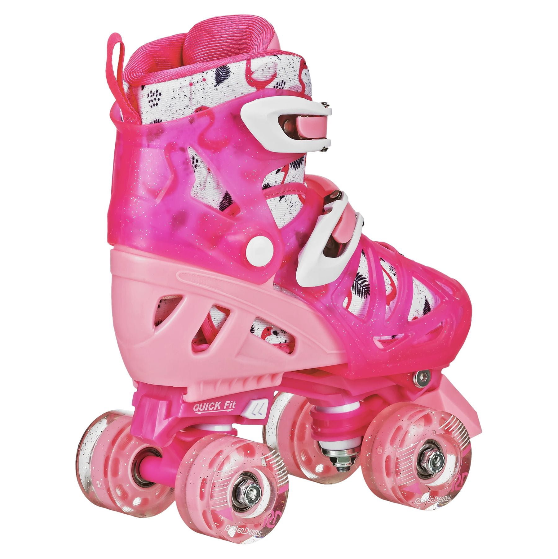 Roller Derby LTX500 Girls Adjustable Roller Skates Medium (3-6) Pink Flamingo