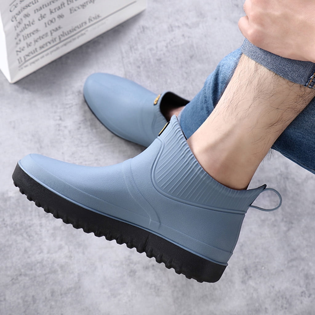 FRSASU Men's Ankle Rain Boots Waterproof PVC Short Rubber Garden Boots On