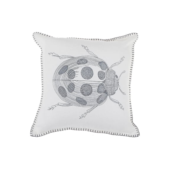 Couvre-Couverture Brodé Coussin Dame Bug 18 X 18 - Ensemble De 2