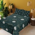 thumbnail image 2 of Ambesonne Stars Emoji Fitted & Top Sheet Set with Sham, Stars Fractal Fun Faces, Dark Green Pale Khaki, 2 of 5