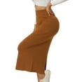 thumbnail image 4 of INSPIRE CHIC Women's Elastic High Waist Slit Hem Stretchy Classic Midi Skirts XL Caramel, 4 of 6