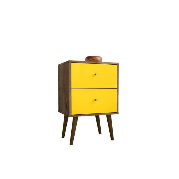 Manhattan Comfort Liberty Mid Century Modern Nightstand 2.0 with 2
