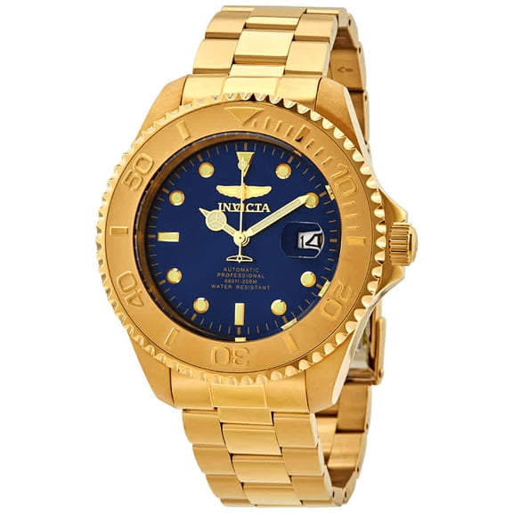 Invicta Men Pro Diver Automatic Blue Dial Gold Tone Stainless Steel Watch 28951