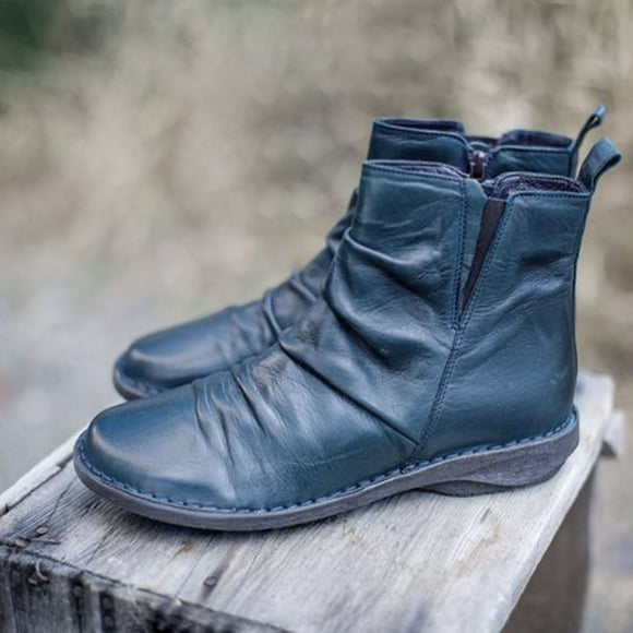 EGNMCR Ankle Boots for Women Round Toe Flat Shoes And Winter European And American Boots Ladies Short Boots