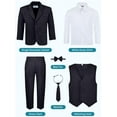thumbnail image 4 of S.H. Churchill & Co 6-Piece Boy's Suit Set - Includes Suit Jacket, Dress Pants, Matching Vest, White Dress Shirt, Neck Tie & Bow Tie - Black, 5, 4 of 7