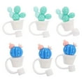 thumbnail image 1 of 6Pcs Silicone Straw Tips Cover Lovely Cartoon Reusable Drinking Straw Plugs Reusable Straw Tips Lids For Straws, 1 of 7