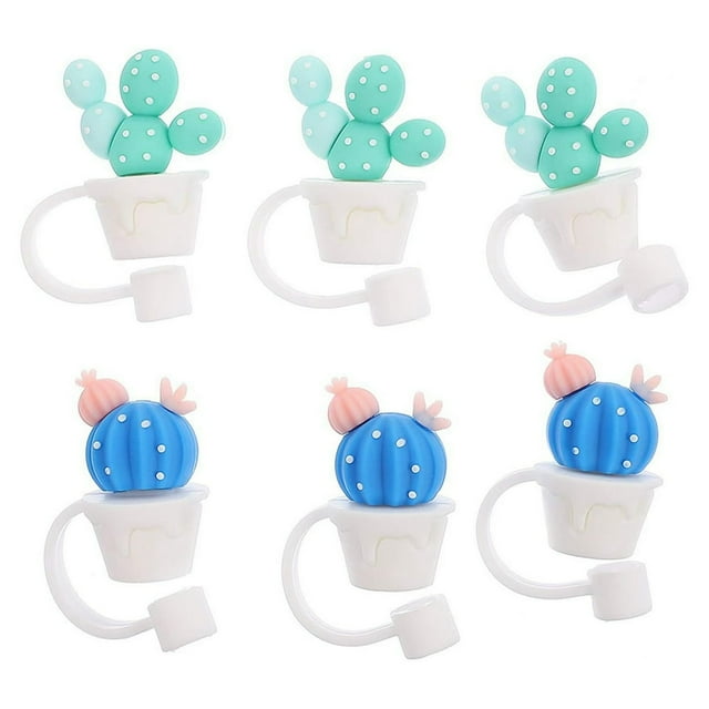 6Pcs Silicone Straw Tips Cover Lovely Cartoon Reusable Drinking Straw Plugs Reusable Straw Tips Lids For Straws