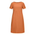 thumbnail image 5 of CHUANK Robe en Coton et Lin à Manches Courtes pour Femme Grande Taille avec Poches, T-Shirts à Col Rond, Couleur Unie, Coupe Ample, Robe d'Été M-3TG (3X-Grand Blanc), 5 of 5