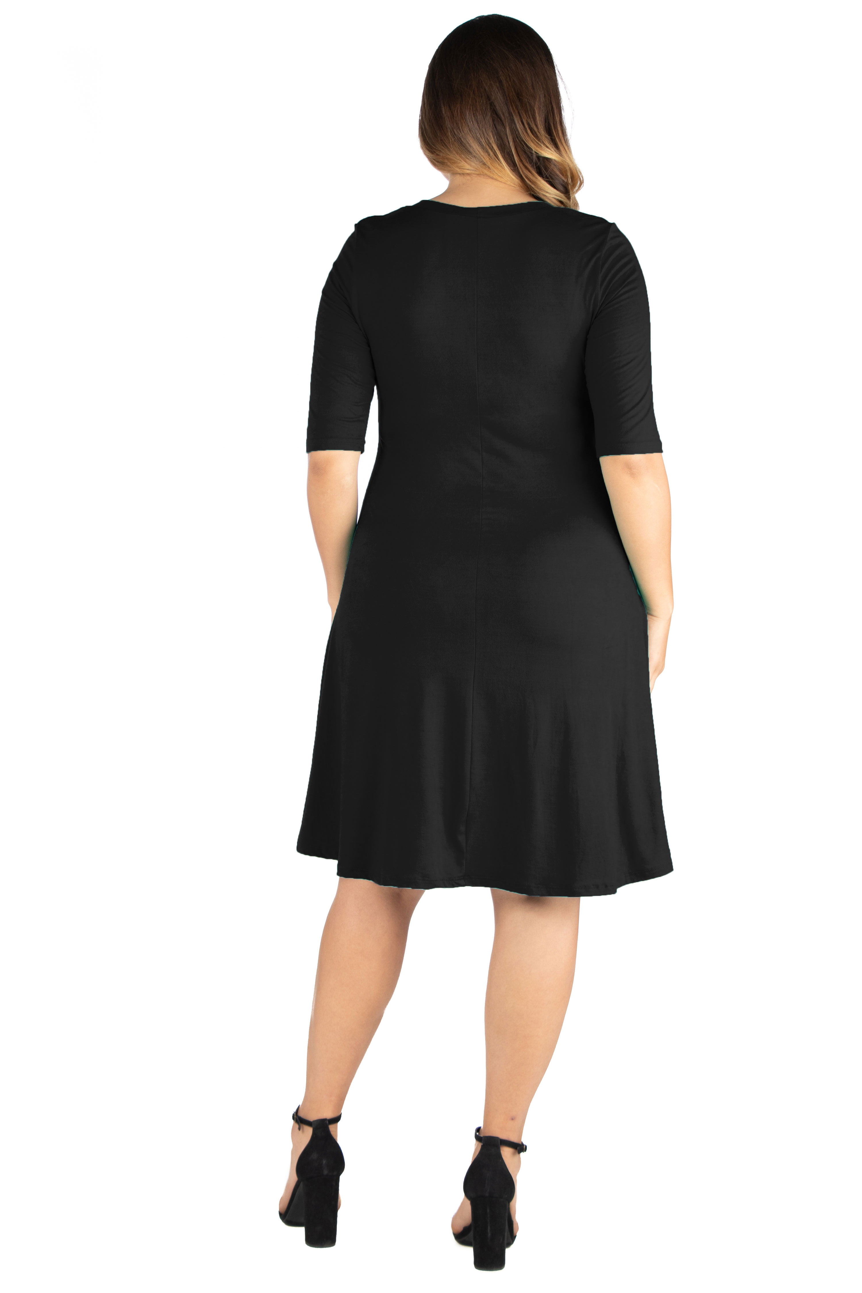 24/7 Comfort Appare Elbow Sleeve Knee Length Dress