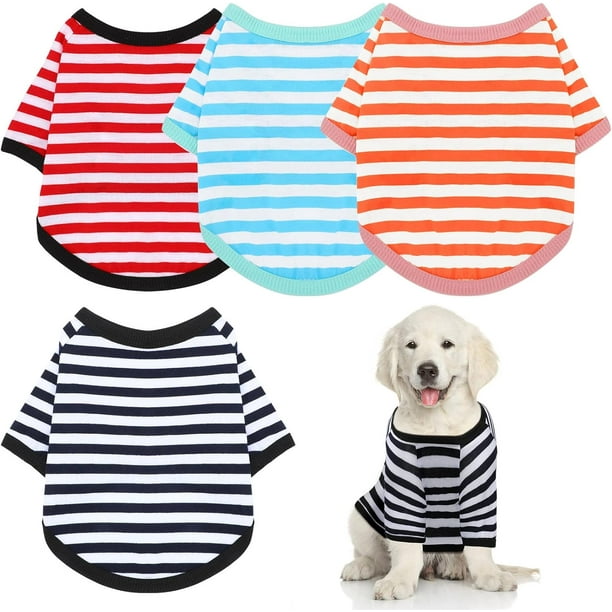 piezas de camiseta para perro, camiseta a rayas para perro