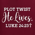 thumbnail image 5 of Wild Bobby Plot Twist He Lives Luke 24:23 Inspirational/Christian Men Long Sleeve Shirt, Maroon, XX-Large, 5 of 5