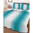 thumbnail image 3 of Quilts Full Size, Teal White Ombre Soft Comforter Bedding Set for Bed, Modern Abstract Art Farmhouse Gradient Lightweight Quilted Bedspread with Pillow Cover(2 Pieces) for All Season, 78x90 Inch, 3 of 6