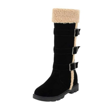 

Fesfesfes Western Boots Women Splicing Retro Low Heel Round Boots Shoes US:7(39)