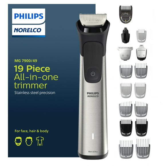 Philips Norelco Multigroom Series 7000 , Mens Grooming Kit with Trimmer For Beard, Head, Hair, Face, Body and Groin - No Blade Oil Needed, MG7900/49