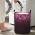 thumbnail image 5 of Sikiie Pink Glitter Sparkles A Print Round Dirty Clothes Basket, Waterproof Standing Foldable Storage Basket, for Laundry Room, Bedroom, Bathroom Storage-Medium, 5 of 6