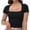Black, variant on Womens Square Neck Short Sleeve T Shirts Double Lined Basic Causal Slim Fit Tops