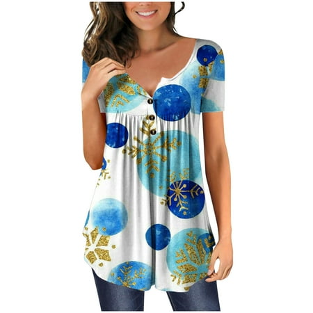 

White Blouse for Women Womens Blouses Women s Casual Holiday Top V-neck Short Sleeve T-shirt Lovely Tunic Tops Maternity Blouses White S