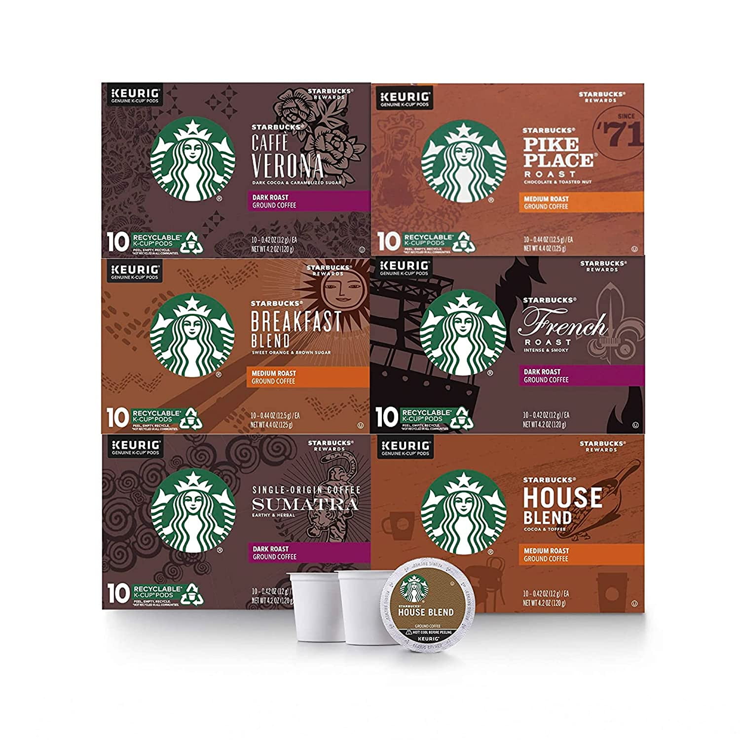 Starbucks KCup Coffee Pods—Medium & Dark Roast Variety Pack—100