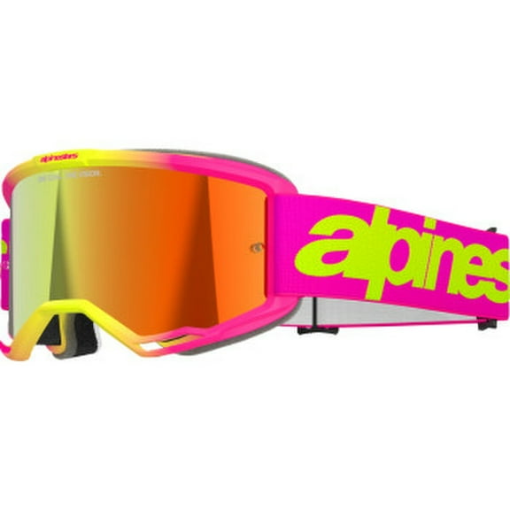 Alpinestars Vision 5 MX ATV MTB Off Road Goggle (Pink/Fluo Yellow - Mirror Red Lens)