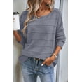 thumbnail image 4 of Classic Knit Sweater for Women - Light Grey Boat Neck with Pointelle Details - [ZhiHiMeRi] | (US 8-10)M, 4 of 7