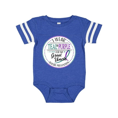 

Inktastic Suicide Prevention- I Wear Teal and Purple for My Great Uncle Gift Baby Boy or Baby Girl Bodysuit
