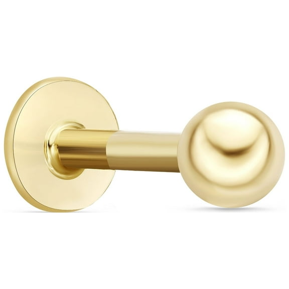 16 Gauge 14K Yellow Gold Labret Monroe Style Ball Lip Ring Stud