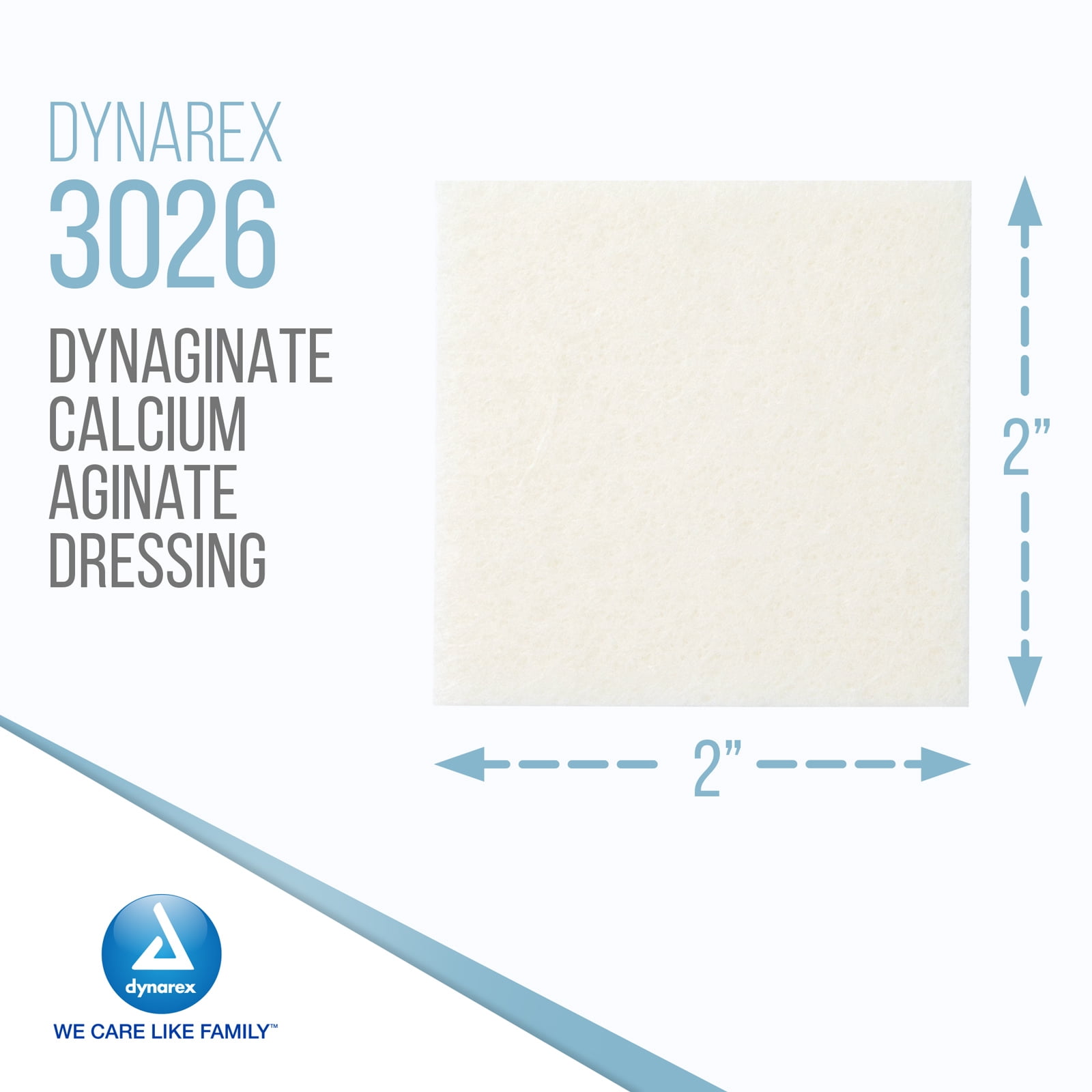 Dynarex DynaGinate Calcium Alginate Wound Dressing - Sterile, Non-Stick Topical Wound Pads - Absorbent Gel Patches For Moderate To High Exuding Cuts - 2" x 2", 1 Case of 120
