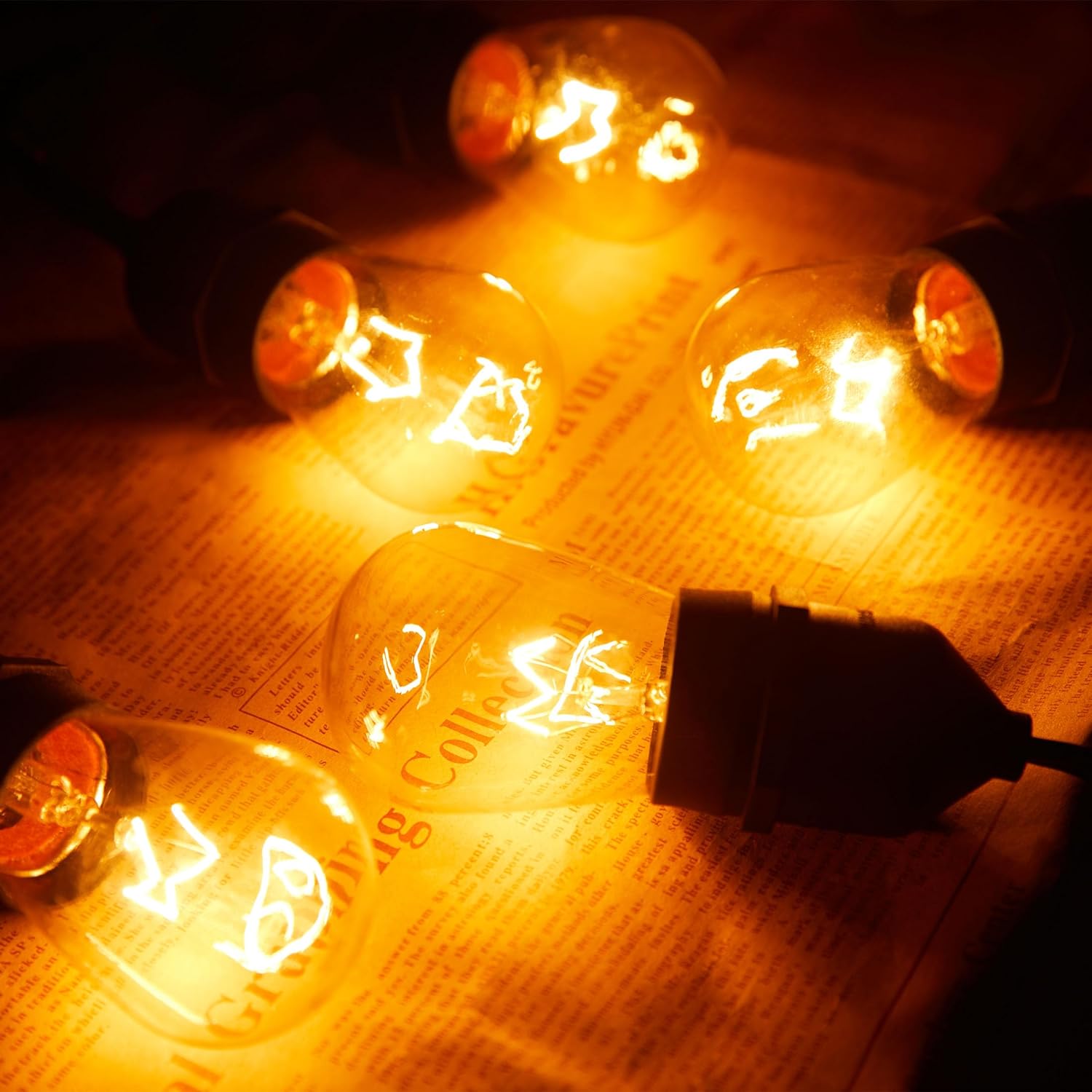 S14 Incandescent Edison Light Bulbs - 11W Vinta Clear Glass with E26 Medium Screw‐Base, Warm Filament Replacement for Outdoor Patio Garden String Lights, 20 Pack
