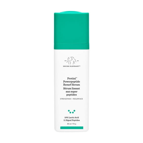 Drunk Elephant Protini Powerpeptide Resurf Serum - 30 ml/1 fl oz - Exfoliating Lactic Acid AHA Serum - Clean Clinical Skincare - Cruelty-Free - Free of Essential Oils, S