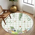 thumbnail image 3 of Round Area Rug 6 Ft, Green Easter Washable Non-Slip Circle Carpet for Living Room/Bedroom, Checkered Eggs Gnomes Bunny Elegant Pastoral Low-Profile Indoor Mats Collection Rugs for Residential, 3 of 7