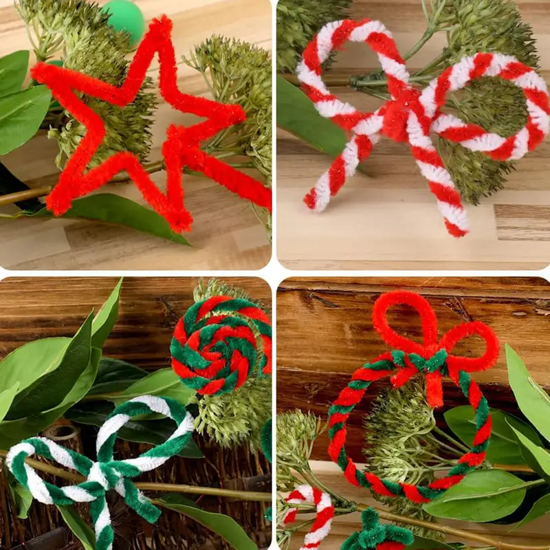 300pcs Pipe Cleaners, Christmas Craft Pipe Cleaners, Pipe Cleaners Chenille Stems, Pipe Cleaners Bulk, Art Pipe Cleaners For Creative Christmas Decoration Supplies (Red+Green+White)