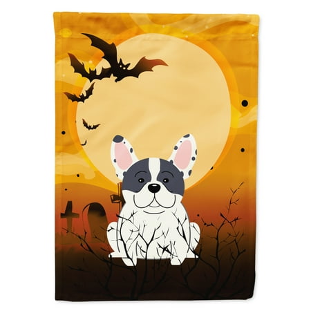 Carolines Treasures BB4277GF Halloween French Bulldog Piebald Flag Garden Size   Small  multicolor