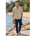 thumbnail image 5 of COOFANDY Men's Long Sleeve Cotton Linen Henley T-Shirt - Hippie Casual Beach Tee, 5 of 7