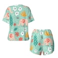 thumbnail image 5 of Lsque Elephant and Flowers Women's Short-Sleeved Pajama Set - 2 Piece Soft and Lightweight Sleepwear Set-Large, 5 of 9