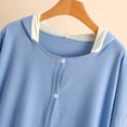 thumbnail image 6 of AherBiu Womens Pajamas Night Gowns Button Down Dress Sleepshirt Long Sleeve Hooded Housecoats Loungewear, 6 of 7