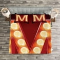 thumbnail image 3 of Ambesonne Letter M Quilted Bedspread Set 3 Pcs, Vintage Type Old Movie, Queen Size, Vermilion Yellow Black, 3 of 3