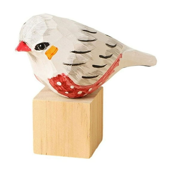 Jesscasday Small Handmade Wood Bird Sculpture Natural Grains Finish Gift Desktop Accent