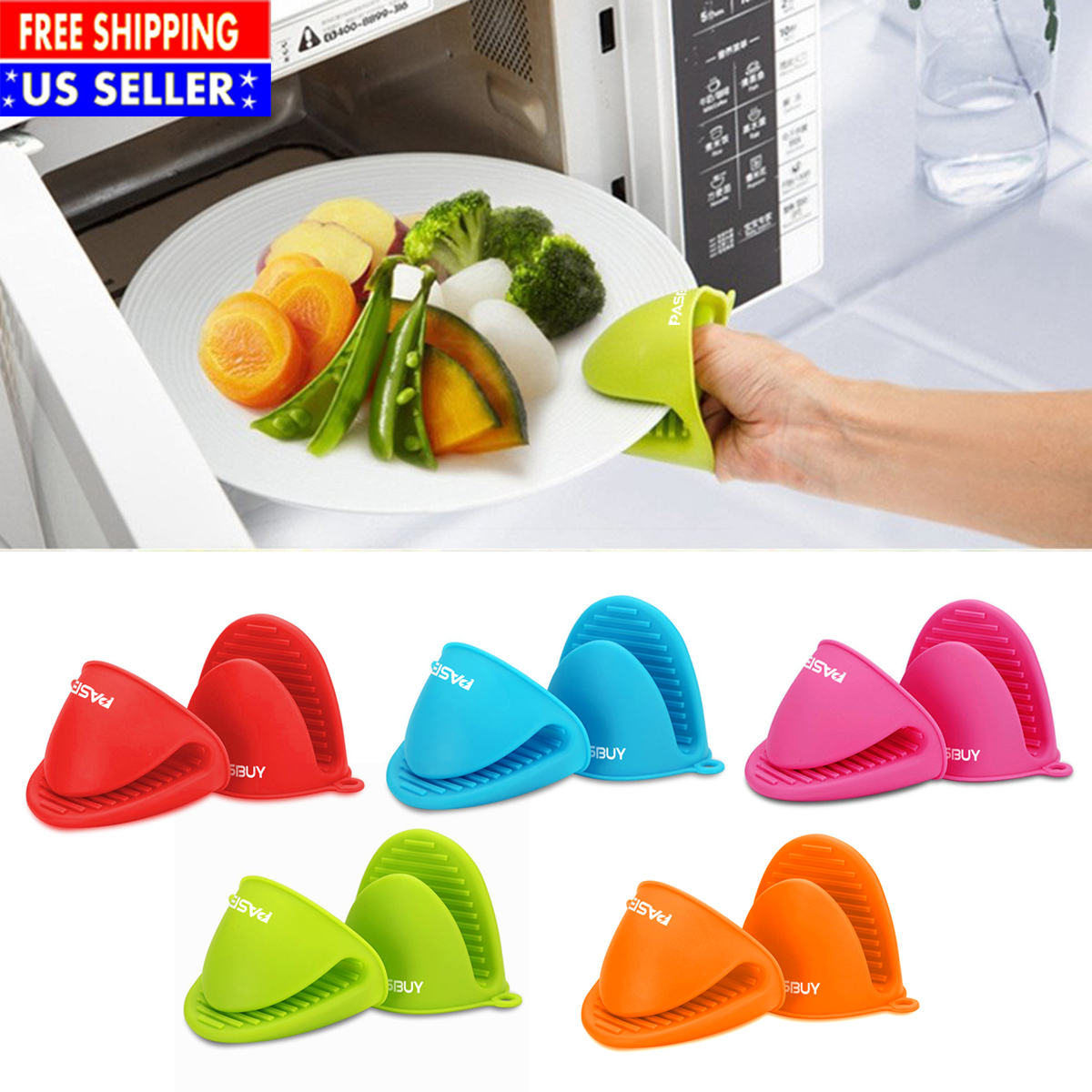 2pcs Mini Silicone Oven Mitts Heat Insulation Oven Gloves Cooking Mitts
