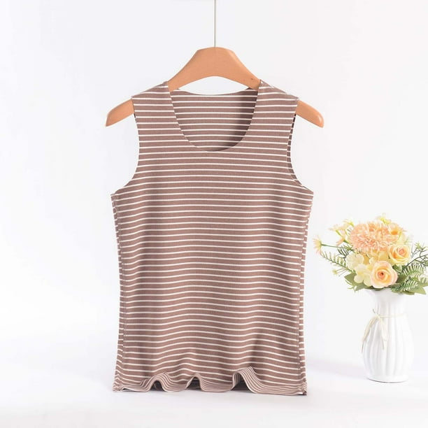 Ropa interior térmica Tops de moda para mujer de invierno sin mangas de cuello redondo cómodas camisetas sin mangas lisas regulares blusa de poliéster para mujer