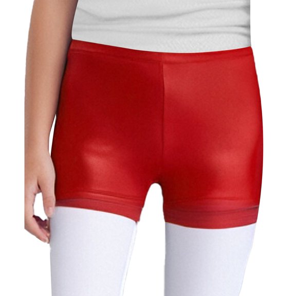 iixpin Kids Girls Metallic Mini Dots Shorts Elastic Waistband Hot Pants for Dance Gymnastics Performance Red 6