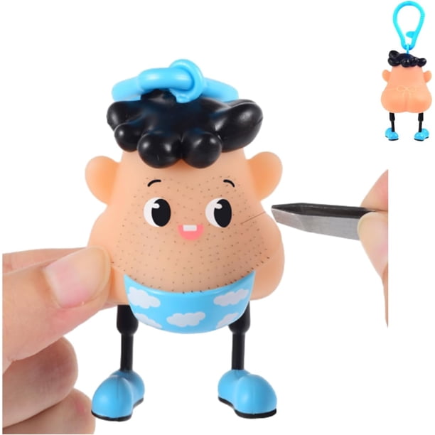 Juguete antiestrés para arrancar el pelo, juguete Mr Plucky, juguete para hacer estallar espinillas, juguetes para aliviar el estrés, lindo llavero, llavero de mochila, para una adicción a picar y no