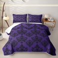 thumbnail image 2 of Erosebridal Purple Vintage Damask Bed Spread Queen for Women Girls, Mandala Boho Floral Queen Coverlet Set, 3-Piece, 2 of 7