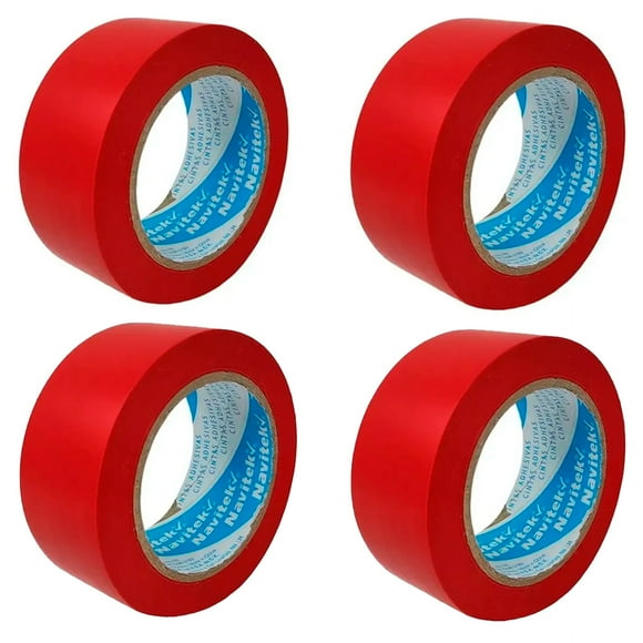 4 Cintas Delimitadoras De PVC Navitek para Área Marcaje de Pisos adhesivo Hule Resina 48Mm X 33M