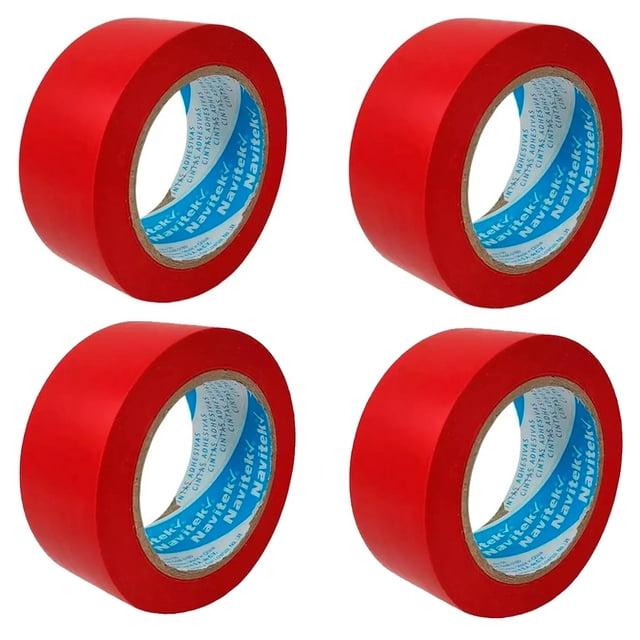 4 Cintas Delimitadoras De PVC Navitek para Área Marcaje de Pisos adhesivo Hule Resina 48Mm X 33M