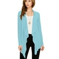thumbnail image 3 of Made by Johnny Women's Drape Front Open Cardigan Long Sleeve Irregular Hem S-5XL Plus Size XL AQUA, 3 of 6