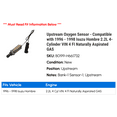 thumbnail image 2 of Upstream Oxygen Sensor - Compatible with 1996 - 1998 Isuzu Hombre 2.2L 4-Cylinder VIN 4 FI Naturally Aspirated GAS 1997, 2 of 2