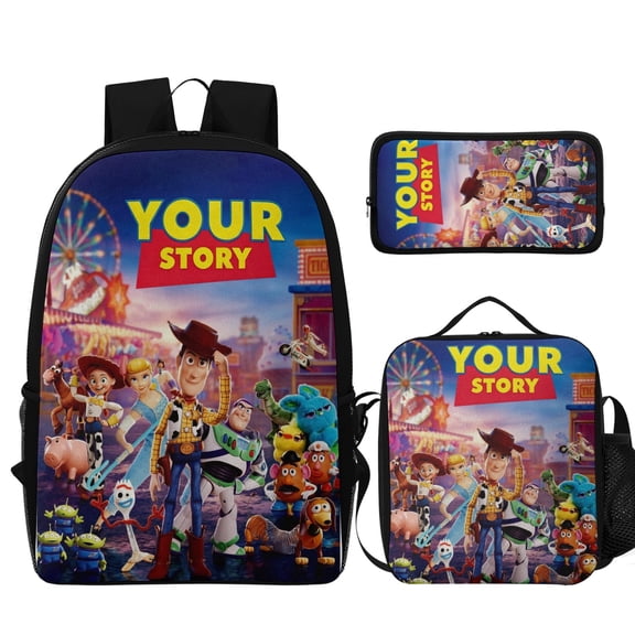 Classic Popular New T-oy Story 3D Print 3pcs/Set Bags Laptop Daypack Backpack Lunch bag Pencil Case