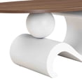 thumbnail image 6 of GZXS Living Room Table Set of 2 - 47" Oval MDF Top Coffee Table & C-Style Round Side Table, with Metal Base and Anti-Slip Adjustable Feet, Easy Assembly (Brown&White), 6 of 7
